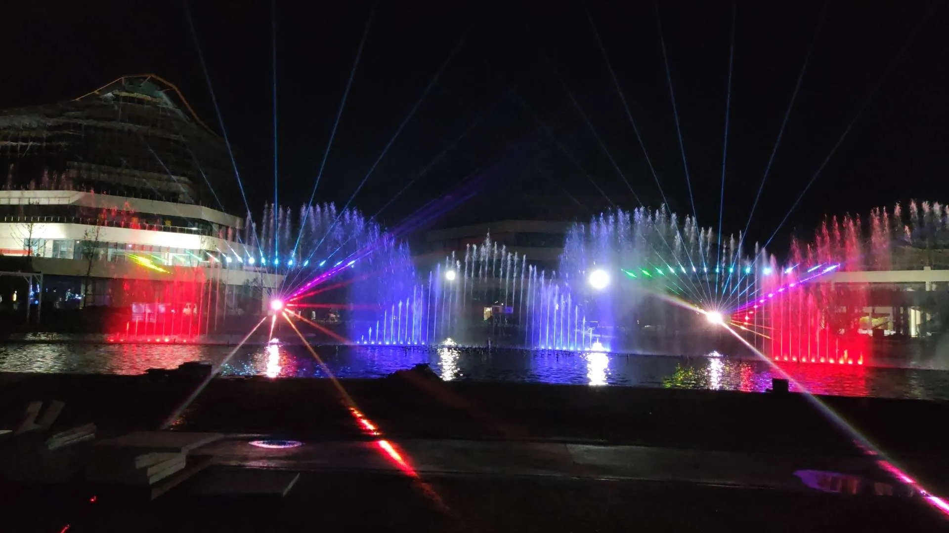 water show with laser