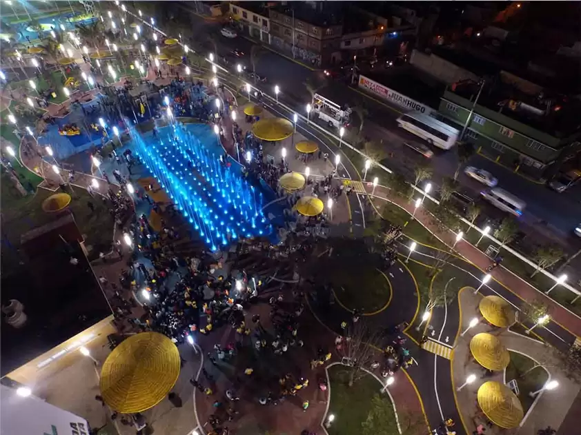 108 Dot Chasing Matrix Square Dry Floor Music Fountain, Mexico