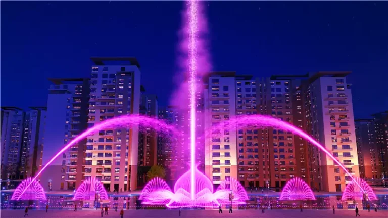 Adani Shantigram Floating Music Fountain, Ahmedabad, India نافورة موسيقية عائمة